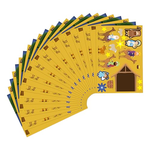Pegatinas Navideñas Del Belén | Materiales Para Manualidades - 12 Piezas Para Decoraciones Navideñas, Juegos De Fiesta Y Proyectos De Arte Para Niñas