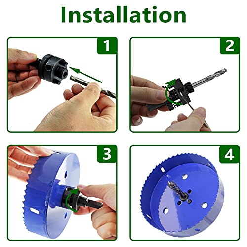 Image of Luomorgo 137mm /5 3 /8 inch Hole Saw with Arbor, 1 1 /4 inch Cutting Depth HSS Bi-Metal Hole Cutter for Wood Cornhole Boards Plastic Drywall & Metal Sheet