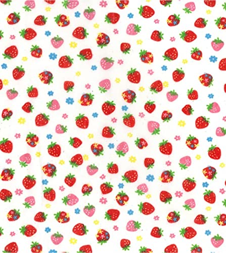 Tissu en polycoton imprimé fraises blanches de 5m pour couture