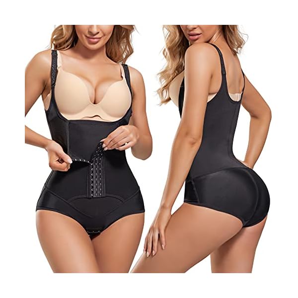 REYEOGO-Waist-Trainer-for-Women-Shapewear-Bodysuits-Firm-Body-Shaper-Butt-Lifter-Tummy-Control-Corset-Slimming-Girdles REYEOGO Waist Trainer for Women Shapewear Bodysuits Firm Body Shaper Butt Tummy Control Faja Colombiana Open Bust Corset (Medium, Black)