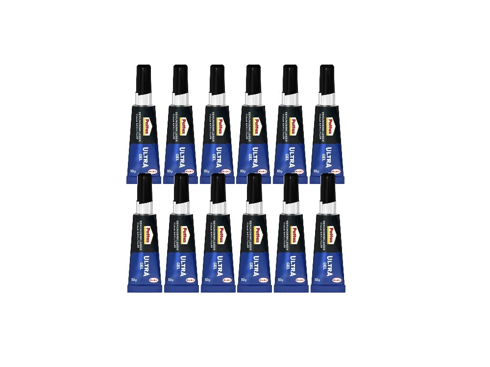 Pattex Sekundenkleber Ultra Gel, extra starker & flexibler Superkleber, stoß- & wasserresistentes Sekundenkleber Gel für z. B. Gummi, Leder, Holz, 12 x 10g
