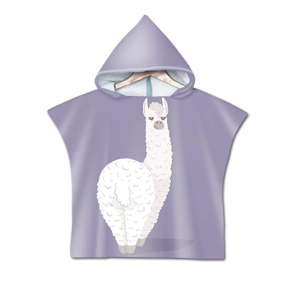 DOTBUY Poncho Telo Mare Con Cappuccio Per Bambini - Microfibra Stampa Alpaca E Cactus - 60x80 Cm - Asciugamano Da Bagno E Spiaggia