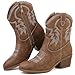 Cowboy Boots For Women Cowgirl Boots brown Western Size 6 Botte Cowboy Femme Knee High Wide Calf For Women Retro Western And Travelling Embroidered Pointed Toe Low Heel Mid Calf