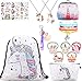RHCPFOVR Licorne Cadeaux pour Les Filles 17 Pack, Licorne Cordon Sac à Dos/Sac à Maquillage/Collier Pendentif Licorne/Bracelet/Cheveux Attaches