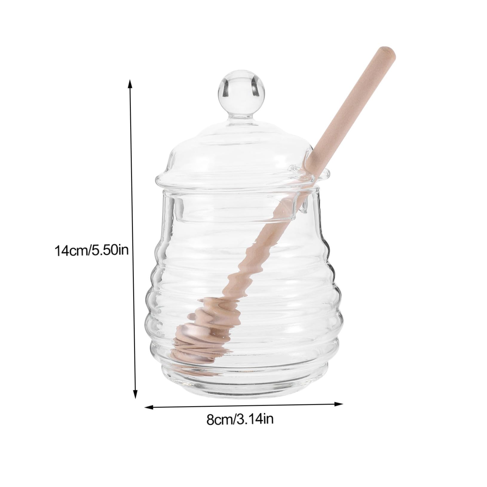GLEAVI 1 Set Glass Honey Pot with Lid and Dipper Transparent for Home Versatile Kitchen Storage Keeps Food Fresh and Clean