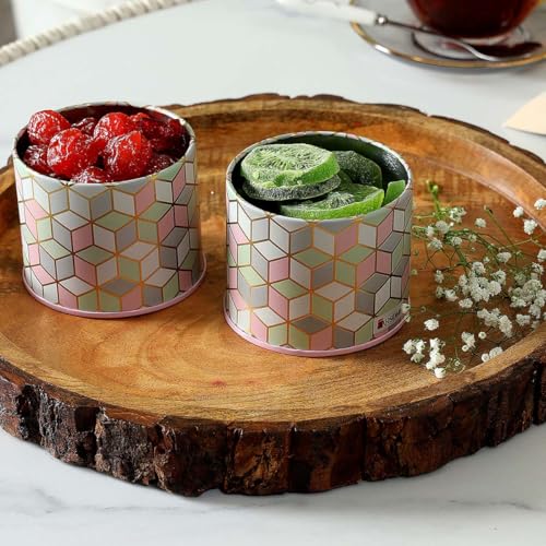 Image of Maroc Collection Airtight Kitchen Container Set| 450ML- Set of 2| Food Grade Metal Storage Jars for Masala, Seeds, Cookies & Snacks| Leakproof, Moist-Proof Canisters| Moroccan Pink Pastel