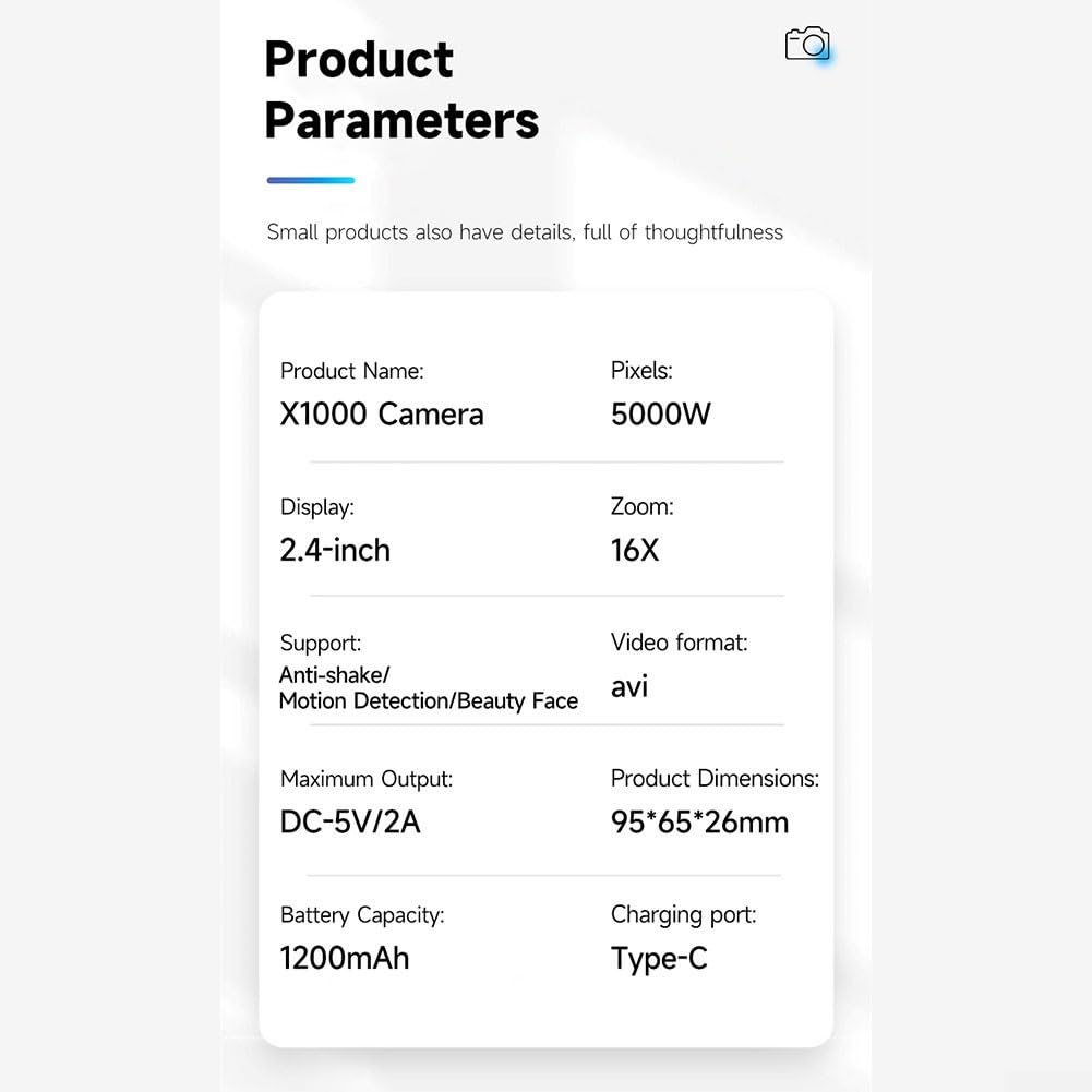 Fotocamera compatta 4K, zoom 16x, 48 MP, HD, display da 2,4 pollici con torcia, ideale per principianti di fotografia (bianco)