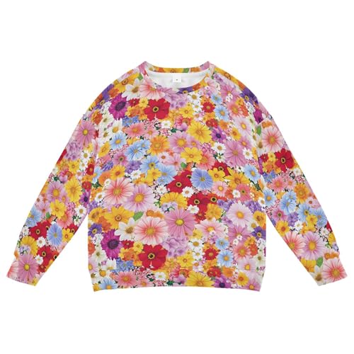 JUNZAN Spring Colorful Flowers Little Boys Sweatshirts Hoodies Fleece Kids Pullover Hoodie Sports 4T