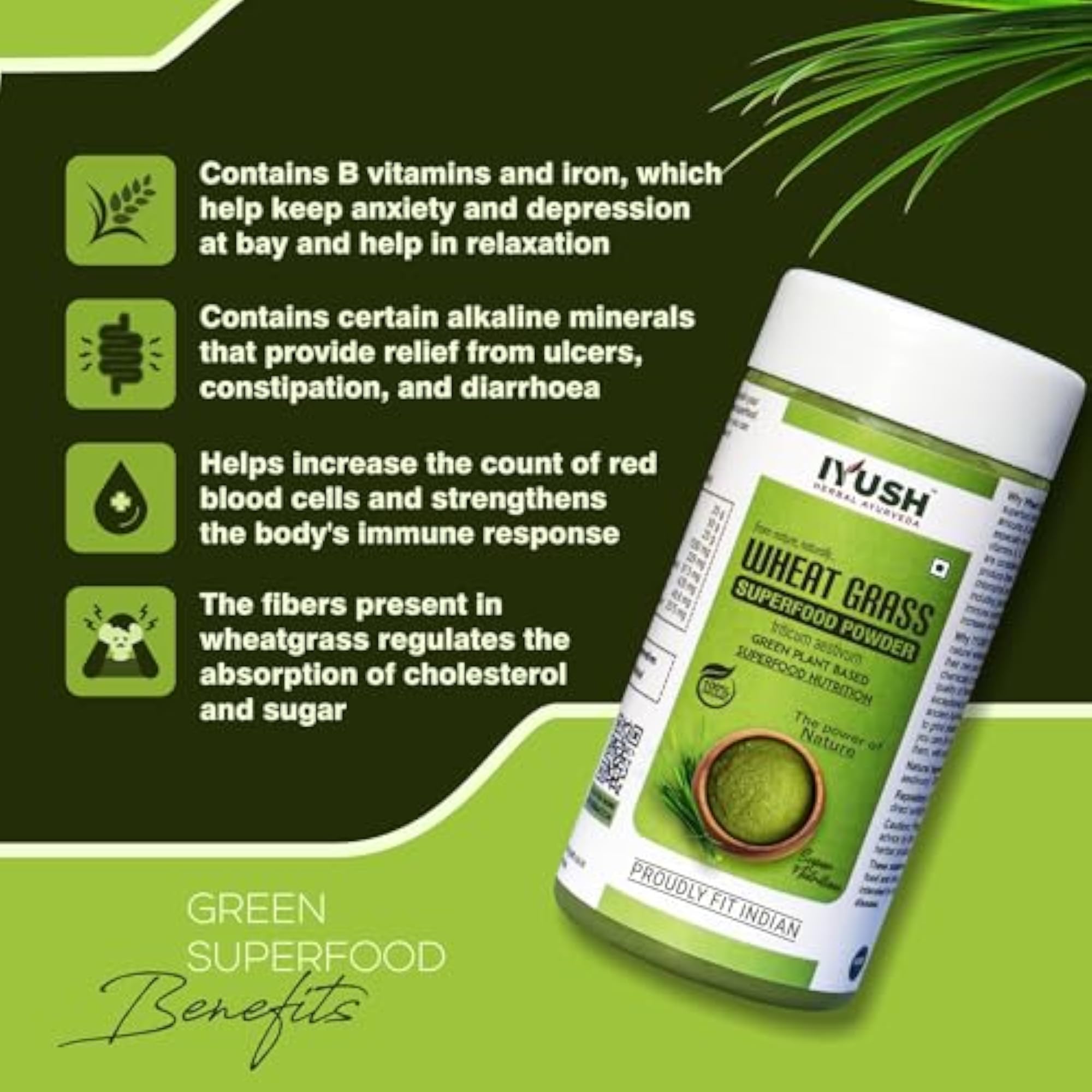IYUSH Herbal Ayurveda Wheat Grass Powder Organic - 250gm
