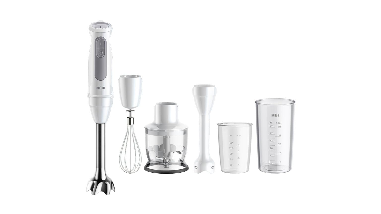 Braun MQ50220M MultiQuick 5 batidora de mano, motor potente, 2 velocidades, sistema anti salpicaduras, color blanco