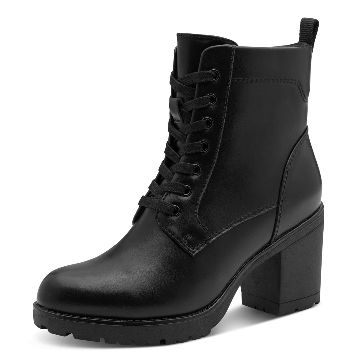 MARCO TOZZI Women's 2-25204-41 Lace Boot Heel, Black, 6.5