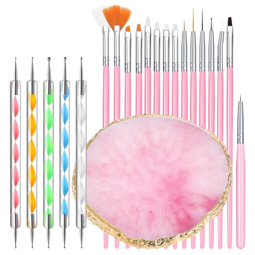 XFSRG Kit Uñas Semipermanentes Pinceles Acrílicos Para Uñas Con Diseño Elegante Y Herramientas Profesionales Para Manicura Y Pedicura (Rosa)