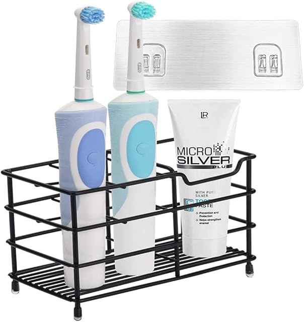 Toothbrush holder Wall Mounted,Moseem Stainless Steel Toothbrush Holder,Eectric Toothbrush Holder Wall Stand(5 slots), Coffee Black,G0027