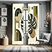 Ambesonne Modern Window Curtains Pack of 2, Monstera Leaf with Mid Century Boho Geometric Rounds Lines Minimalist, Lightweight Set & Rod Pocket, 4 Panels of - 28