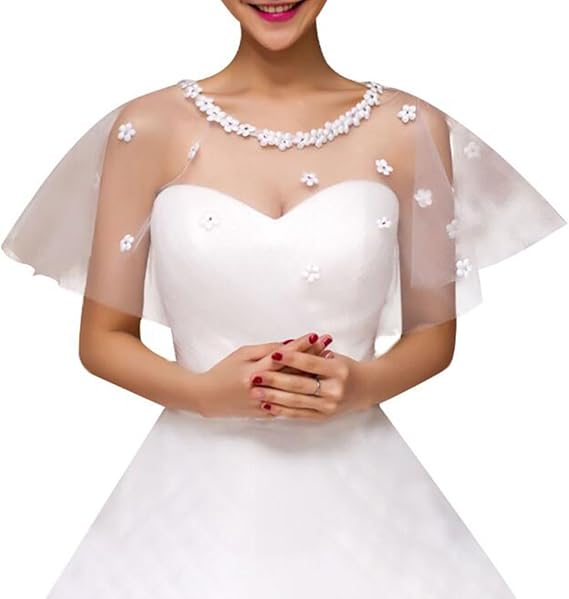 Amazon Tokuonn ボレロ レディース 花飾り ドレス ショール ストール 結婚式 ケープフォーマル お呼ばれ 発表会 ファッション小物 通販