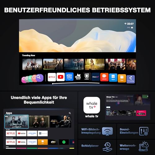 Smart Beamer Offizielle App Mini Projektor 4K mit Autofokus ＆ Trapezkorrektur, VOPLLS 700ANSI 1080P Full HD WiFi6 Bluetooth Beamer Klein Heimkino/Outdoor Projector für Handy (Schwarz)