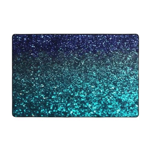 Grand tapis de sol absorbant antidérapant lavable bleu sarcelle - 4