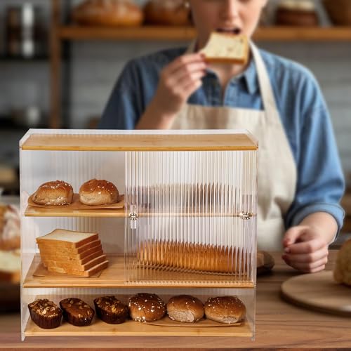 Image of Durable 4-Layer Bread Box Coffee Cup Storage,Kitchen Counter Decor Organizer