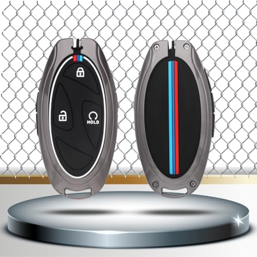 Image of KEYCEPT Metal Alloy Keycover Compatible for Hyundai Venue 4 Button Smart Key Cover (Long Keychain)