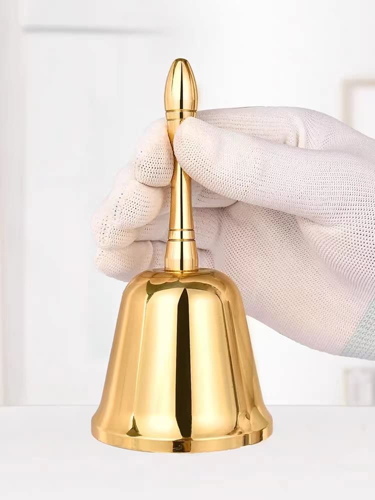 Hand-Service anrufen Glocken Tee Speise Glocken Messing Gold Weihnachten Retro Bar Restaurant Passing Gerichte Glocke Pet Training Glocke Home Furnishing(Gold,3 inches(7.3*17cm))