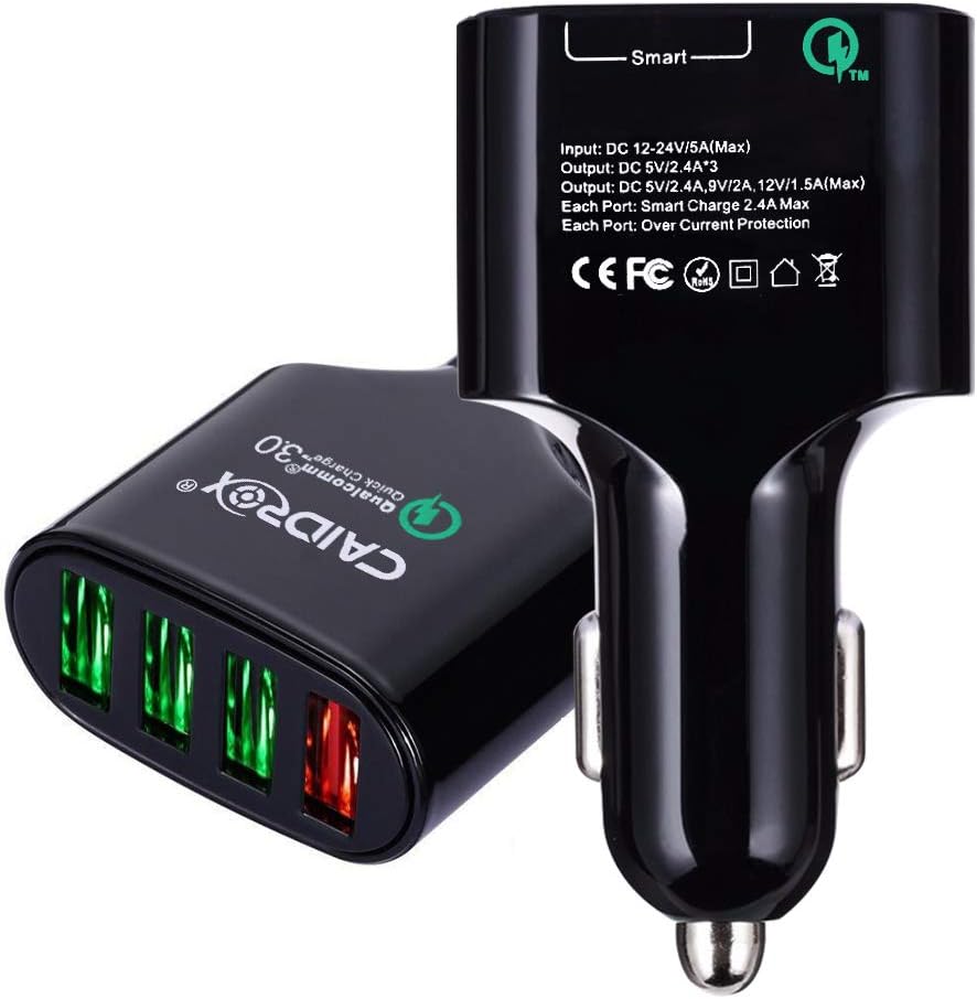 USB Car Charger 4 Port Fast Chargers 3.0 Multi Sockets 2.4 Amp for iPhone Samsung