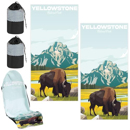 Image of Hahafelt 2 Pack Car Seat Towel Cover with Storage Bag, Yellowstone
