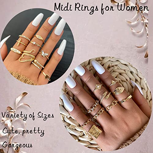17km 60 pcs gold stacks ring sets for women non tarnish dainty vintage stackable rings pack finger midi knuckle rings for jewelry gift