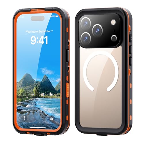 Coque iPhone 17 Pro silicone orange étanche IP68 MagSafe