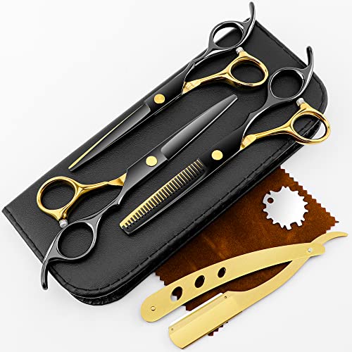 Professional Hair Cutting Scissors Set Stainless Steel Barber Hairdressing Cutting Shears Kits Thinning Scissors Straight Scissors Tools For Salon And Home Use, 1.0 Count #TOP26