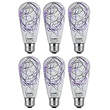 Sunlite 41062-SU LED ST64 Fairy Bulb String-Light Decorative Lightbulb, 6 Pack, Purple