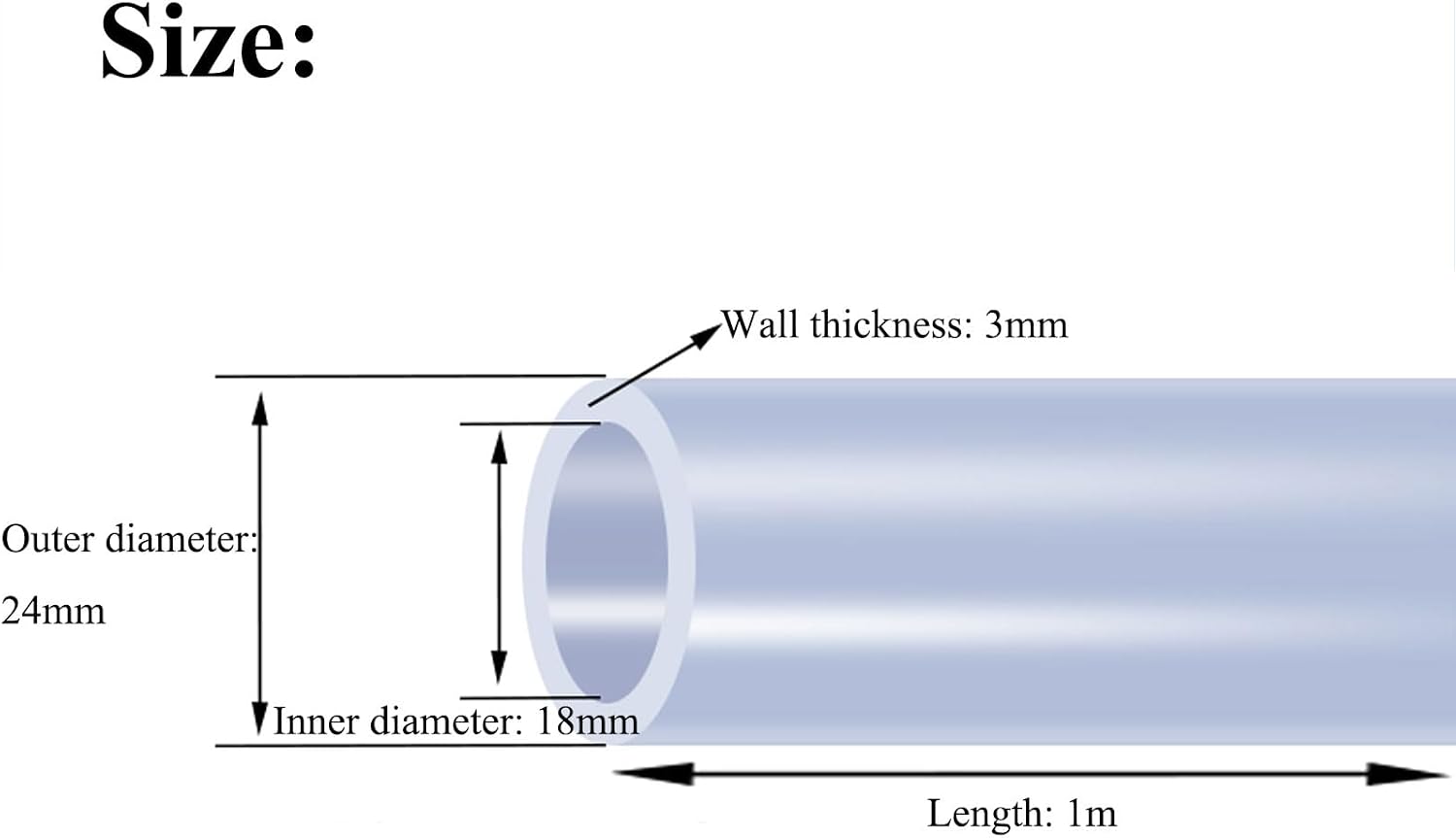 Flexible Transparent Silicone Tubing - 18mm ID, 22-28mm OD, 1M Length - Durable Water and Hose,1pcs(24mmx18mm)