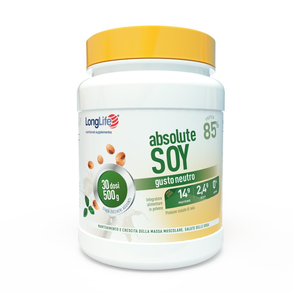 LongLife® Absolute Soy | Proteine isolate di soia 85% | Crescita e mantenimento della massa muscolare | Benessere delle ossa | In polvere | 30 dosi | Vegano e senza glutine