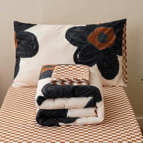 Image of CLOTHKNOW 4Pieces Sunflower Toddler Bedding Sets for Girls Kids Comforter | Botanical Comforter Sets, Black Floral Bedding Sets, Soft Crib Bed Sets, All Season