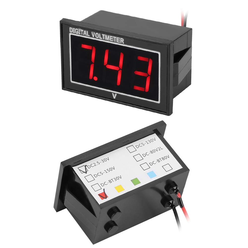 0.56 Inch 3-Digit LED Display Voltage Meter, DC 5-130V, Compact, for Electric Bikes, Kids Cars, Motorcycles