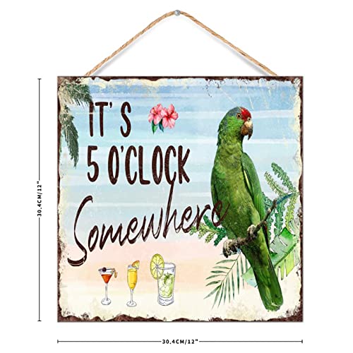 Panneau mural It's 5 O'Clock Somewhere en bois tropical 30cm - 4