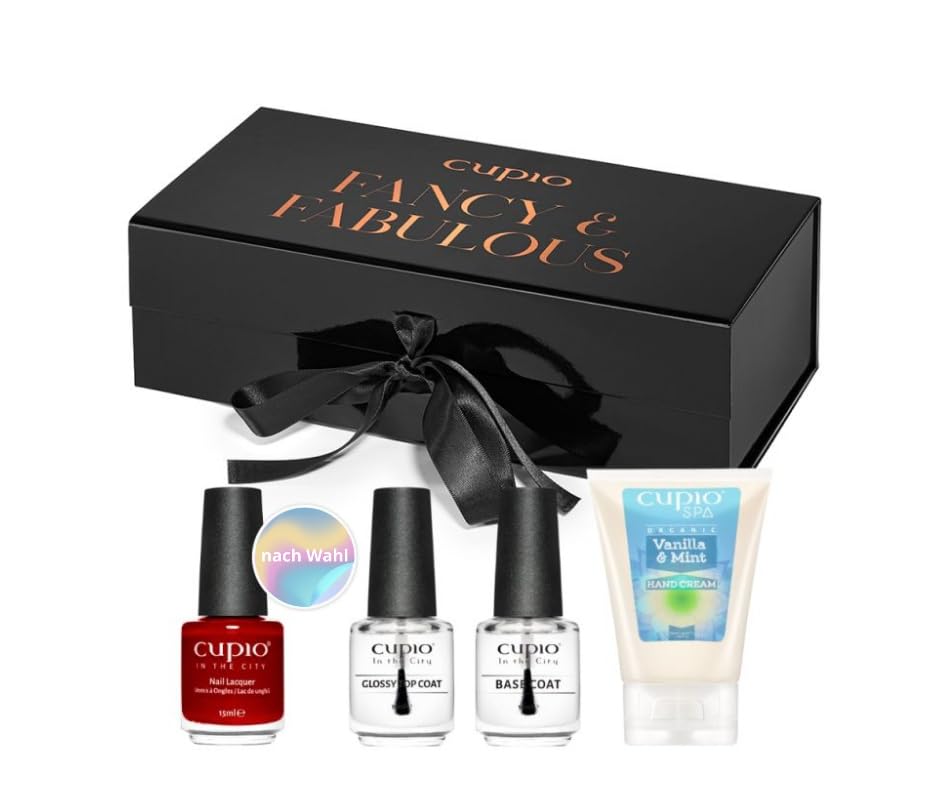 Cupio Kit Regalo Fancy Manicure – Set manicure con smalto, Base Coat, Top Coat e crema mani | Cofanetto beauty per unghie curate e brillanti