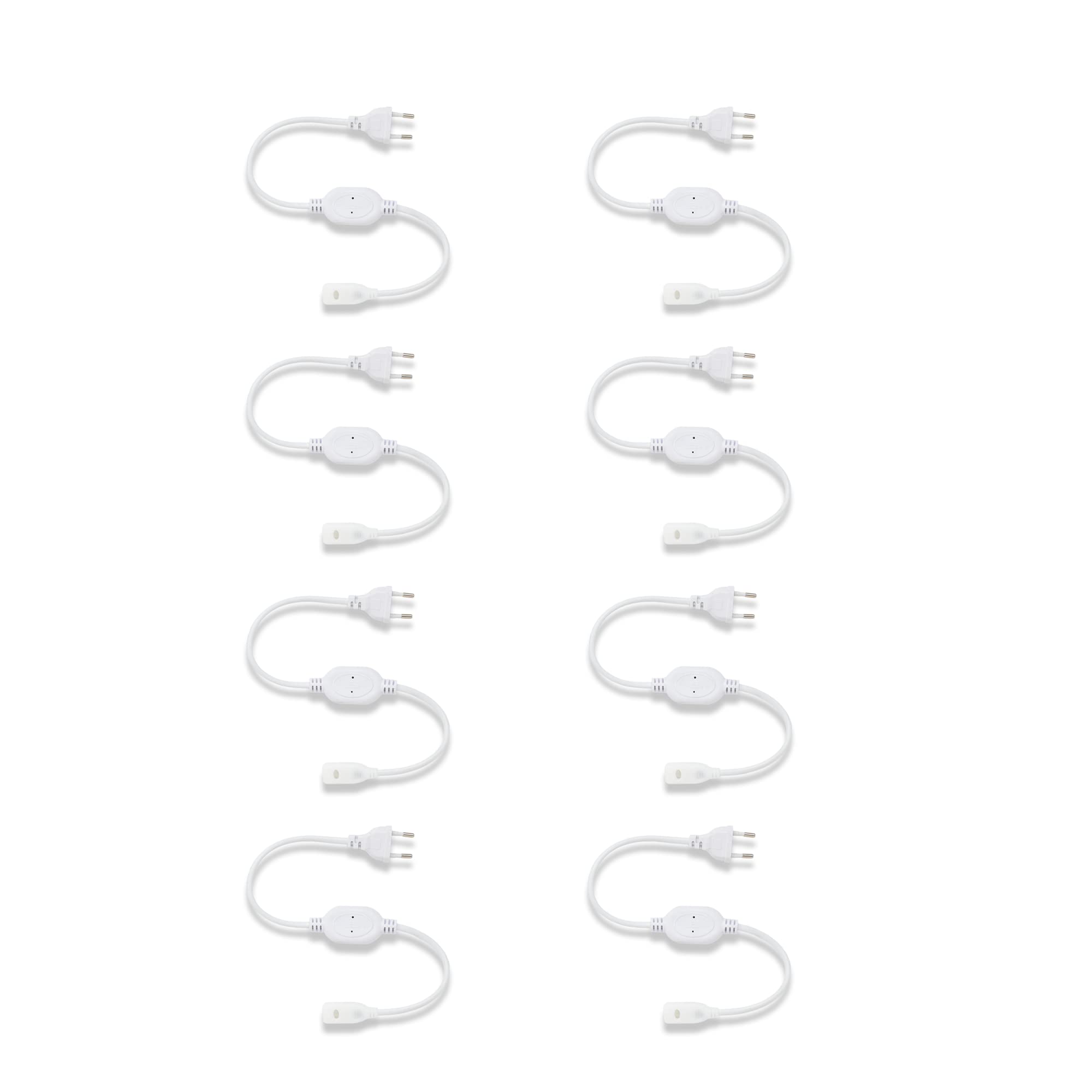 Murphy 220V AC PIN Connector/Adaptor/Cable for LED (SMD 2835-120 LED/Mtr.) Rope Light (Pack of 6), White