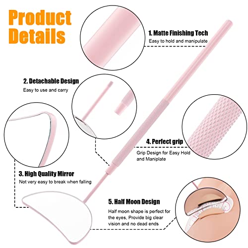 Lash-Extension-Supplies-Pink-Lash-Mirror-for-Eyelash-Extensions-Large-Half-Moon-Eyelash-Mirror-Stainless-Steel-Lash-Inspection-Mirror-for-Lash-Technician-Supplies