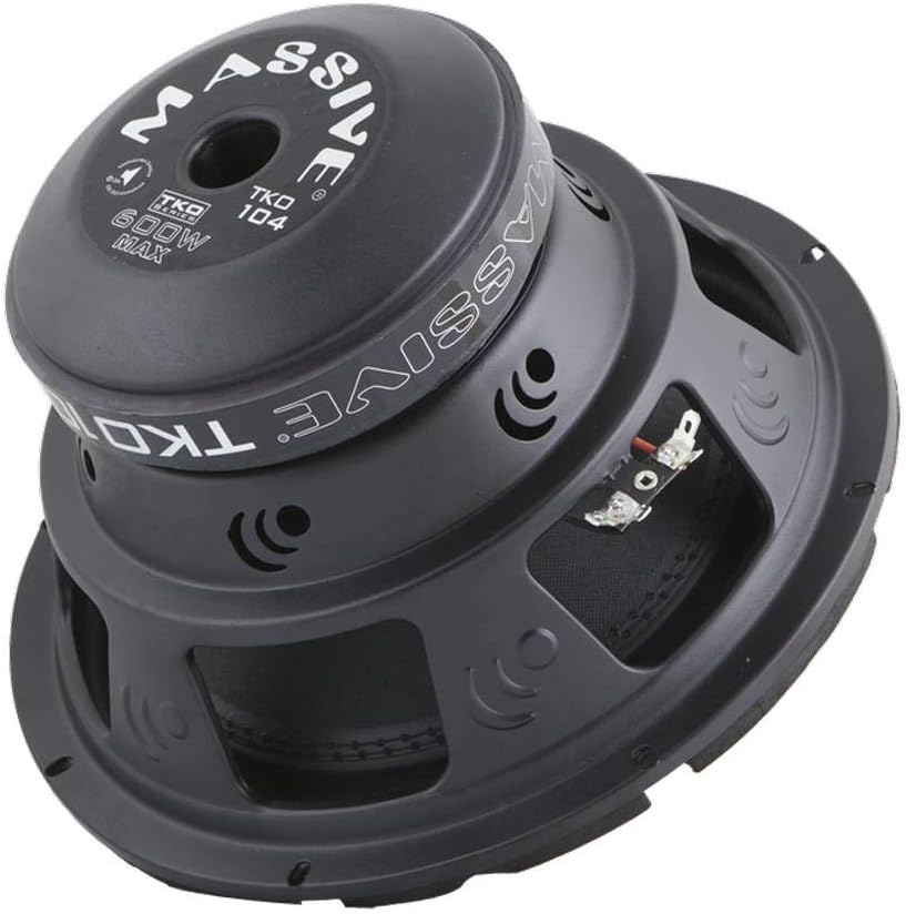 Massive Audio TKO104 TKO Series. 10 Inch, 600 Watt, 8mm Top Plate, Dual 4 Ohm Car Subwoofer. Sold Individually.