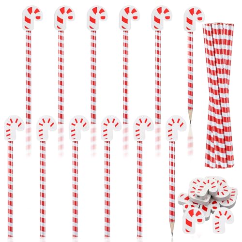 Set de 16 lápices bastón de caramelo con borradores miniatura 1