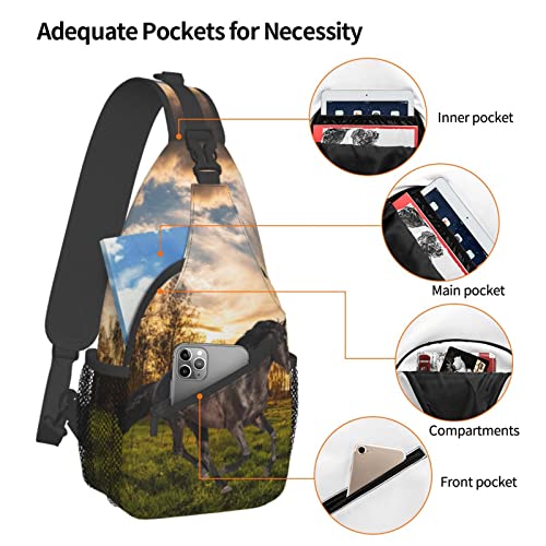 Fashion Horse Pattern Sling Backpack, Multipurpose Crossbody Shoulder Bag Travel Hiking Horse Daypack for Women Men4