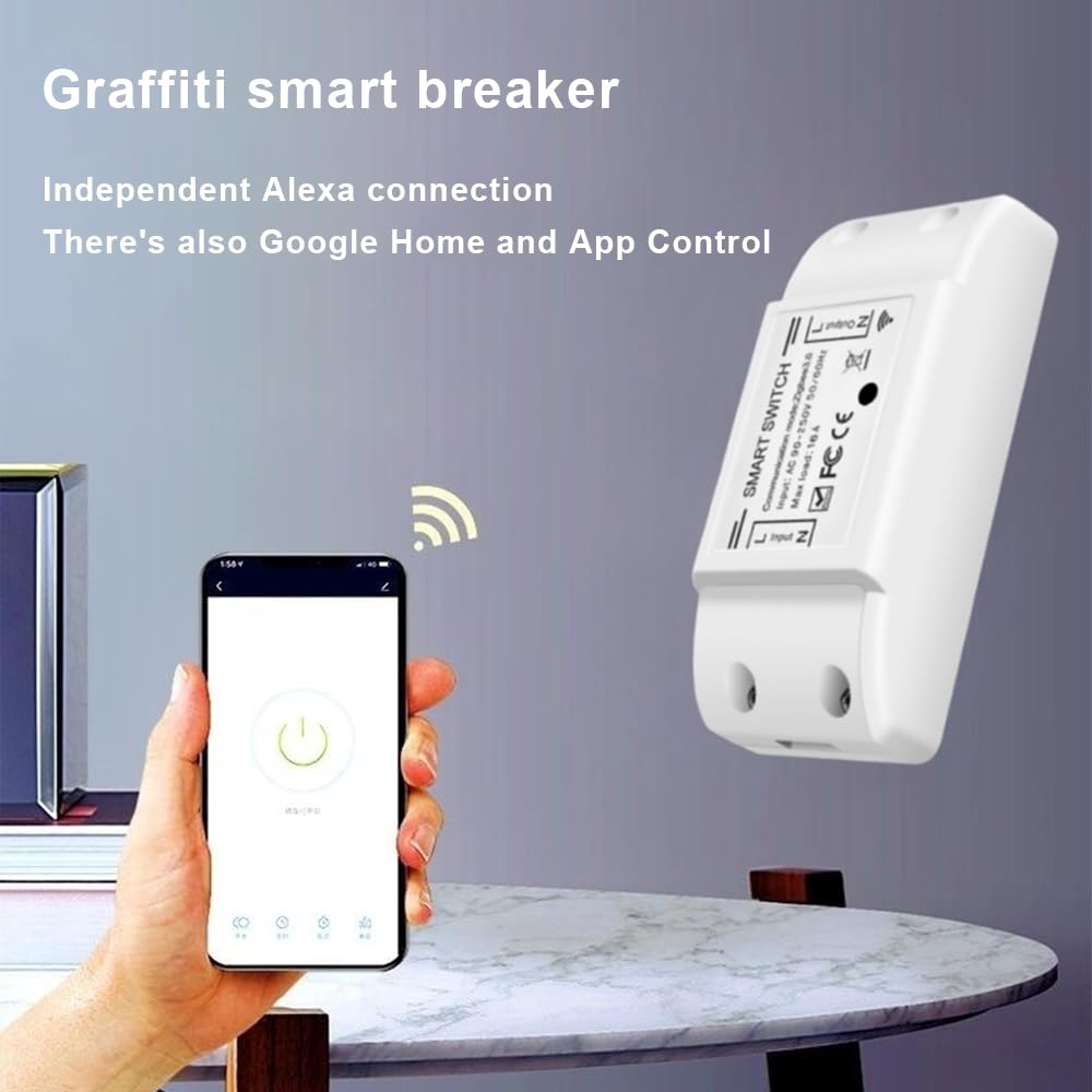 Swokely 5Pcs WiFi and BT Smart Switch 10A 2200W Dual-mode On/Off Device Voice Tuya Remote Control Timing Switch Smart Home Voice Control for Electric Appliances Universal Smart Home Automation Module - Image 4