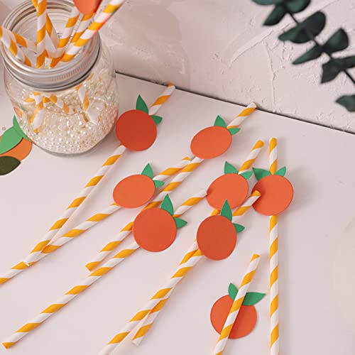 Pitillos de papel naranja biodegradables pack 15 piezas miniatura 3