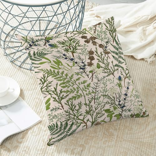 Image of AEIOAE Spring Pillow Covers 20x20 Inch Set of 2,Vintage Sage Green Wild Flower Plant Throw Pillows Case,Seasonal Floral Outdoor Decorative Linen Farmhouse Decor Cushion Covers for Sofa Bed Couch