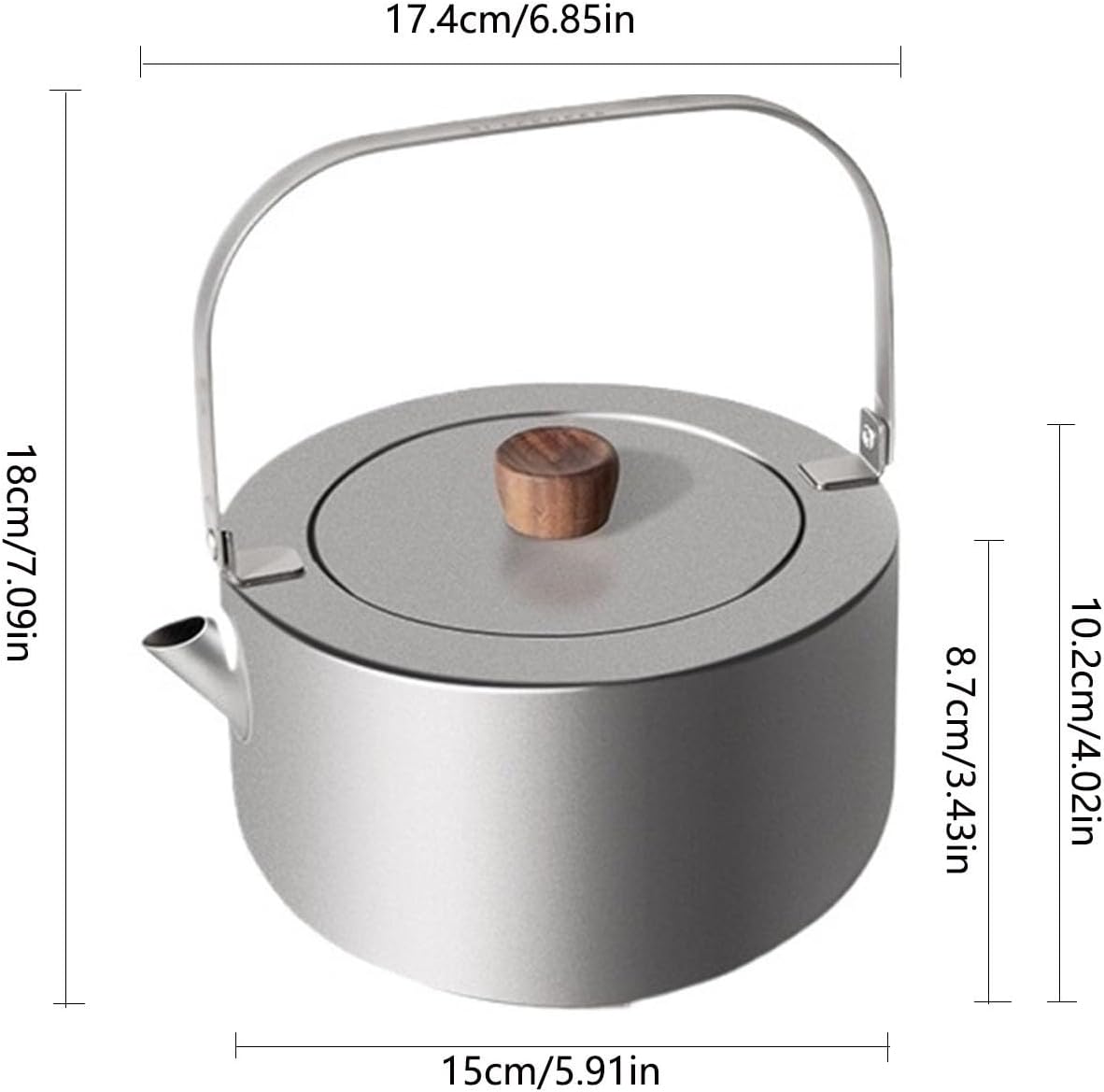 Camping Kettle Camping Kettle Teapot Coffee Pot, Portable Pure Titanium Outdoor Kettle with Mouthpiece 1.2L, Ultralight and Compact Kettle for Backpacking, Camping, and Home Camping Kettle Camp Tea of
