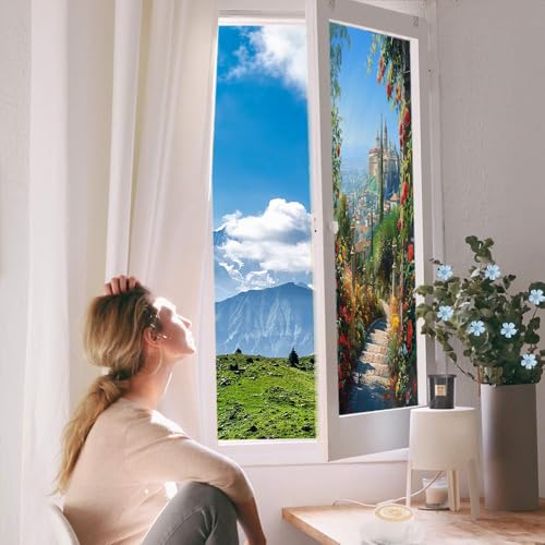 Vinilo adhesivo para ventana diseño Country Garden Castle 17.7x23.6 in miniatura 6