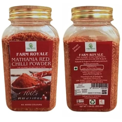 Farm Royale Mathania Red Chilli (Lal Mirch) Powder-200gm||100% Pure and Natural||Shudh||Handpicked Material||Export quality - Image 3