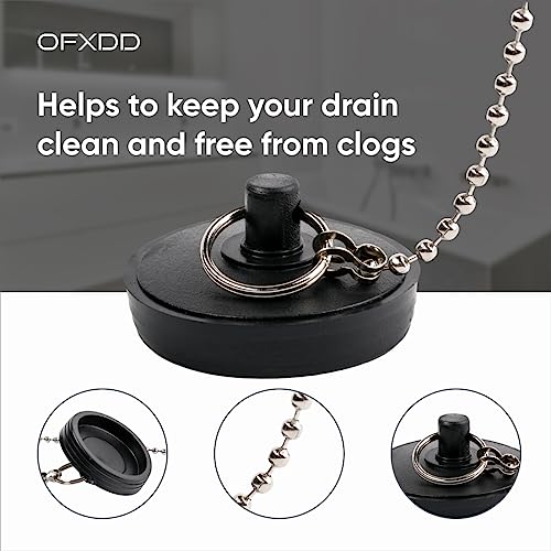Tapón para desagüe de lavabo 1.75 pulg con cadena de caucho negro miniatura 4