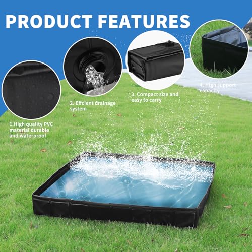 Ducha de Camping TVWVT Portable Shower Pan, bandeja plegable 41" x 41" x 5" con organizador de malla miniatura 3