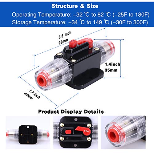 Snapklik.com : 60 Amps Audio Inline Circuit Breaker Reset Fuse, 12V-24V ...
